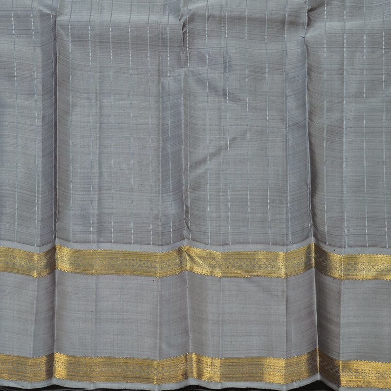 Hayagrivas Handloom Dark Grey Kanjivaram Silk Saree with Silver Grey Border BE505-SBS