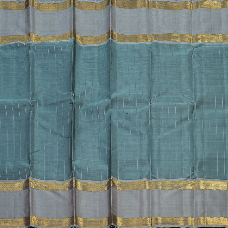 Hayagrivas Handloom Dark Grey Kanjivaram Silk Saree with Silver Grey Border BE505-SBS