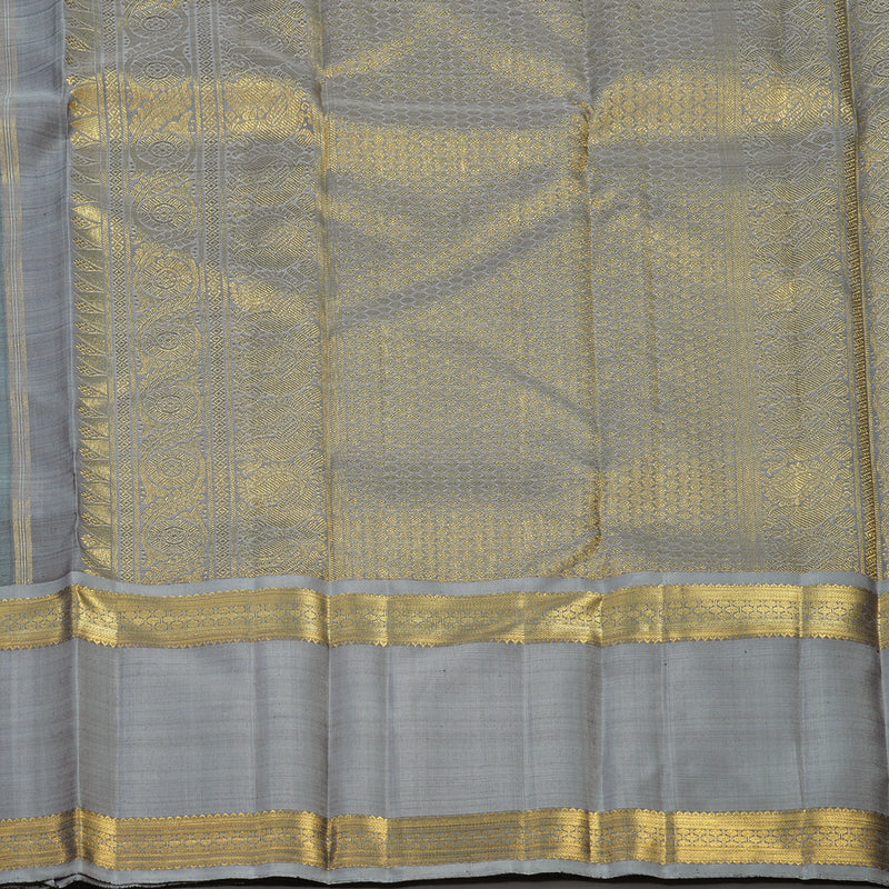 Hayagrivas Handloom Dark Grey Kanjivaram Silk Saree with Silver Grey Border BE505-SBS