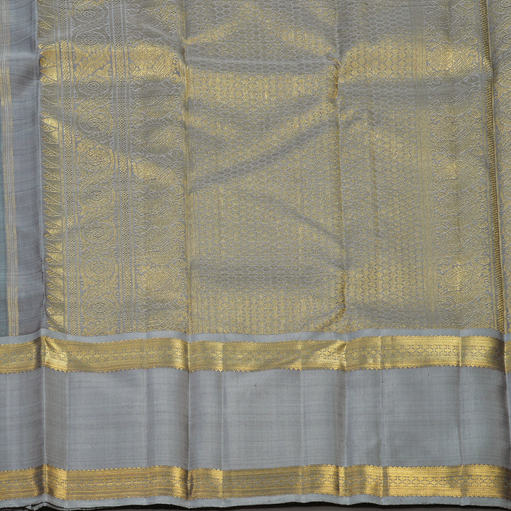 Hayagrivas Handloom Dark Grey Kanjivaram Silk Saree with Silver Grey Border BE505-SBS