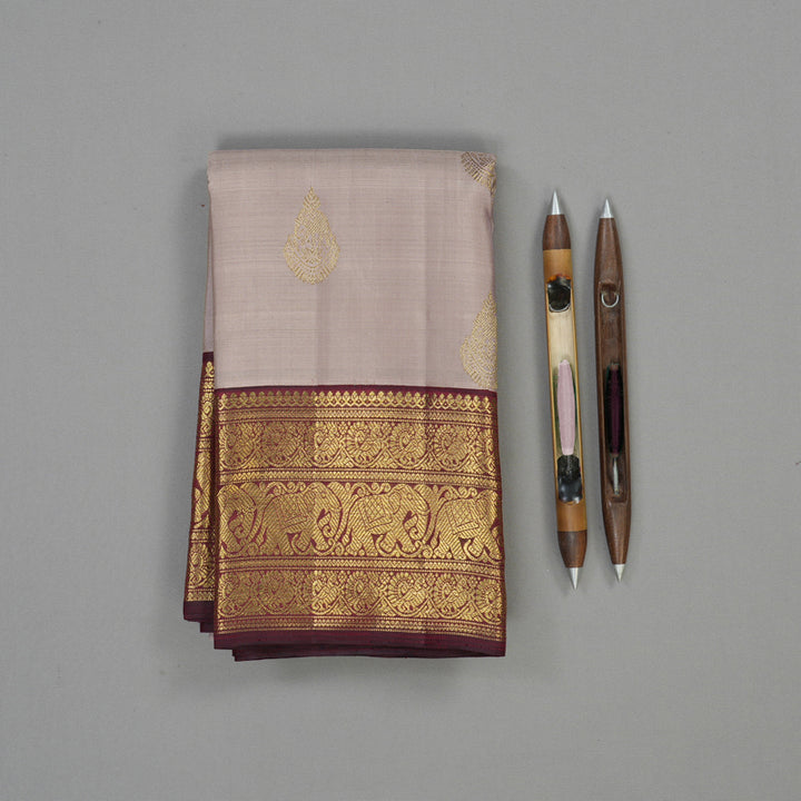 Hayagrivas Handloom Onion Pink Kanjivaram Silk Saree with Araku Maroon border BE510-SBS