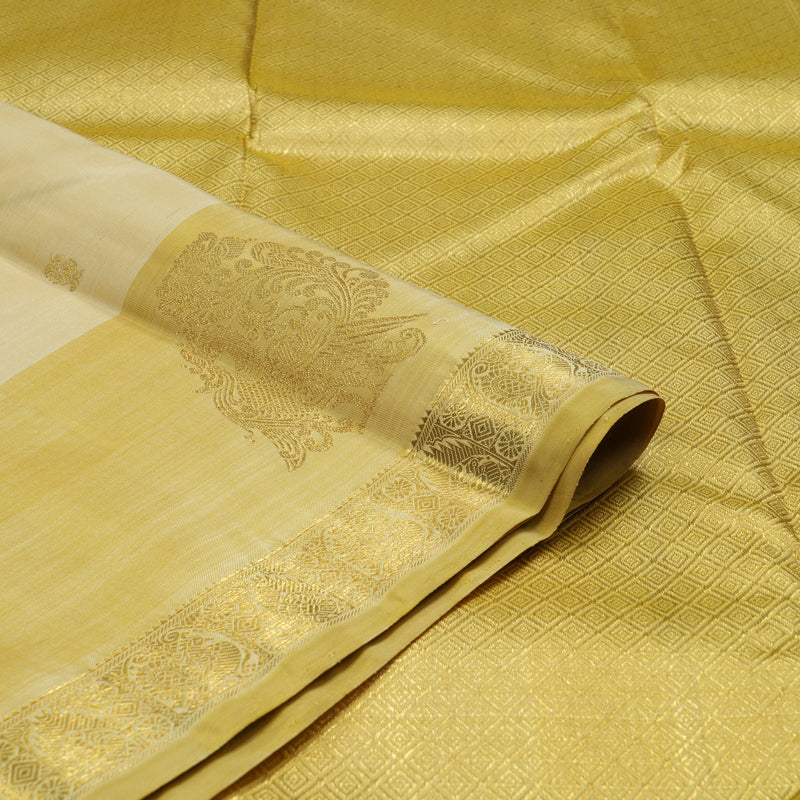 Hayagrivas Handloom Sandal Kanjivaram Silk Saree with Mild Olive Green border BE511-SBS