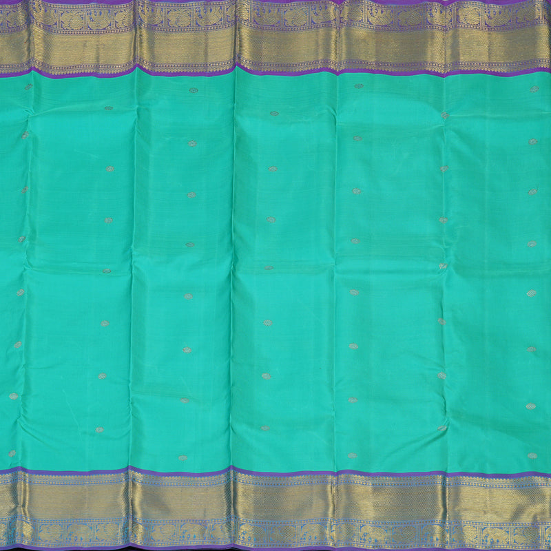 Hayagrivas Handloom Teal Kanjivaram Silk Saree with Purple border BE512-SBS