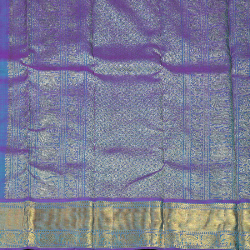 Hayagrivas Handloom Teal Kanjivaram Silk Saree with Purple border BE512-SBS