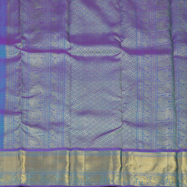 Hayagrivas Handloom Teal Kanjivaram Silk Saree with Purple border BE512-SBS