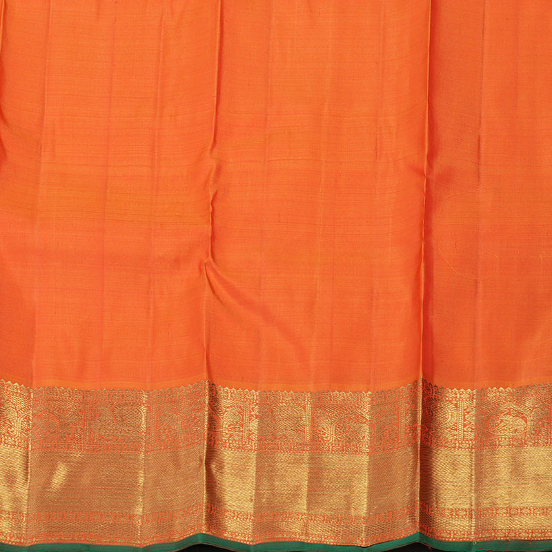 Hayagrivas Handloom Orange Kanjivaram Silk Saree with Manthalir Selvedge BE513-SBS