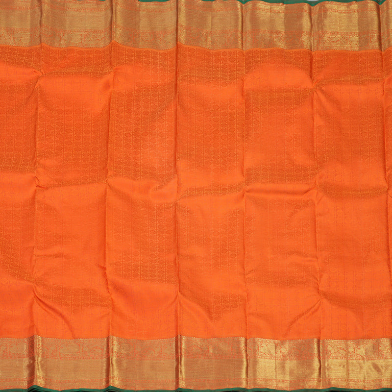 Hayagrivas Handloom Orange Kanjivaram Silk Saree with Manthalir Selvedge BE513-SBS