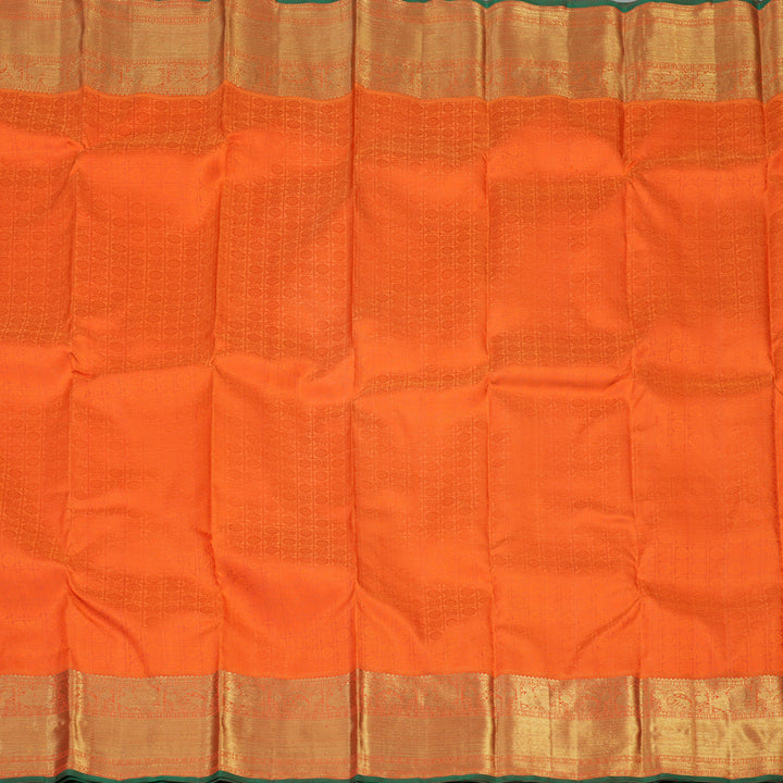 Hayagrivas Handloom Orange Kanjivaram Silk Saree with Manthalir Selvedge BE513-SBS
