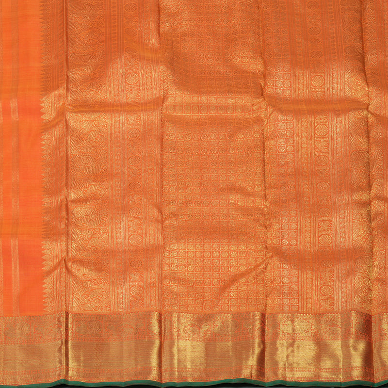 Hayagrivas Handloom Orange Kanjivaram Silk Saree with Manthalir Selvedge BE513-SBS