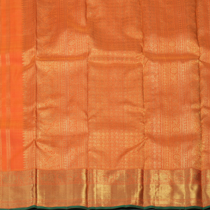 Hayagrivas Handloom Orange Kanjivaram Silk Saree with Manthalir Selvedge BE513-SBS
