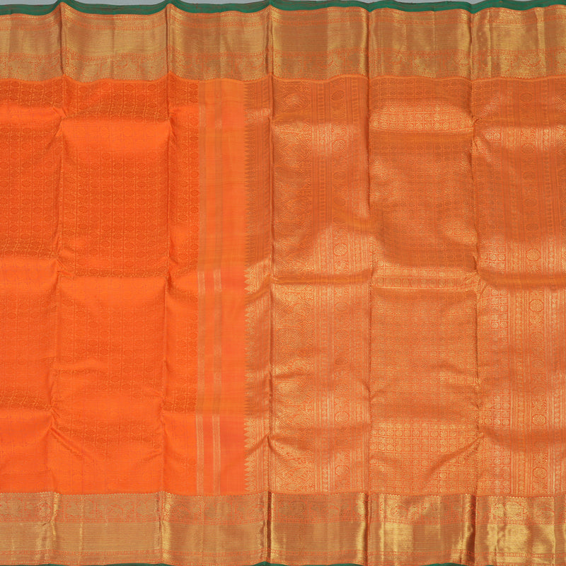 Hayagrivas Handloom Orange Kanjivaram Silk Saree with Manthalir Selvedge BE513-SBS
