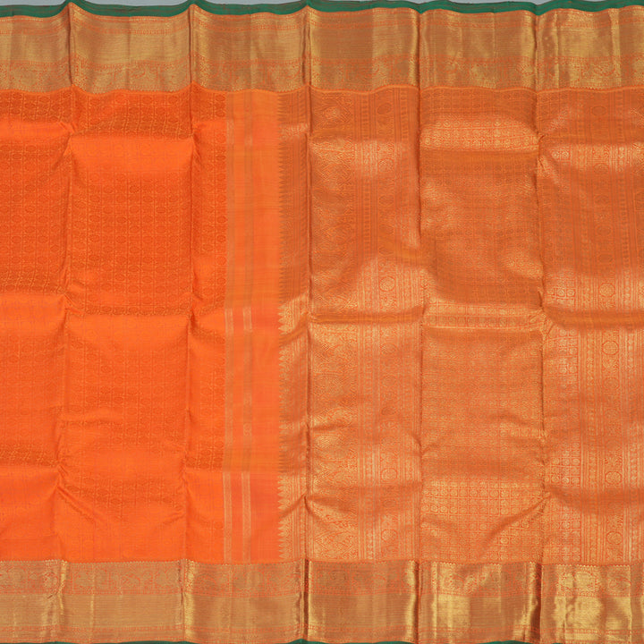 Hayagrivas Handloom Orange Kanjivaram Silk Saree with Manthalir Selvedge BE513-SBS