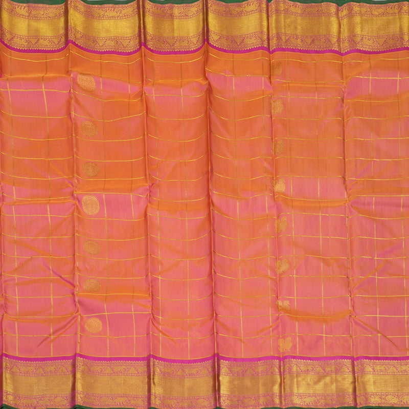 Hayagrivas Handloom Pinkish Orange Kanjivaram Silk Saree with Magenta border BE514-SBS