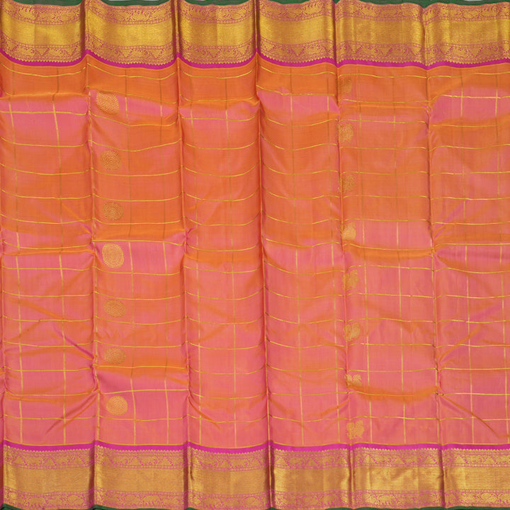Hayagrivas Handloom Pinkish Orange Kanjivaram Silk Saree with Magenta border BE514-SBS