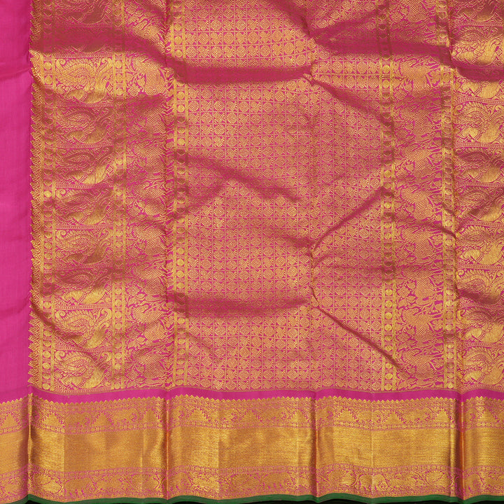 Hayagrivas Handloom Pinkish Orange Kanjivaram Silk Saree with Magenta border BE514-SBS