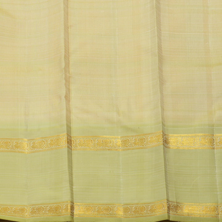 Hayagrivas Handloom Peach Orange Kanjivaram Silk Saree with Pista Green Border BE518-SBS