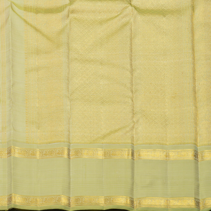 Hayagrivas Handloom Peach Orange Kanjivaram Silk Saree with Pista Green Border BE518-SBS