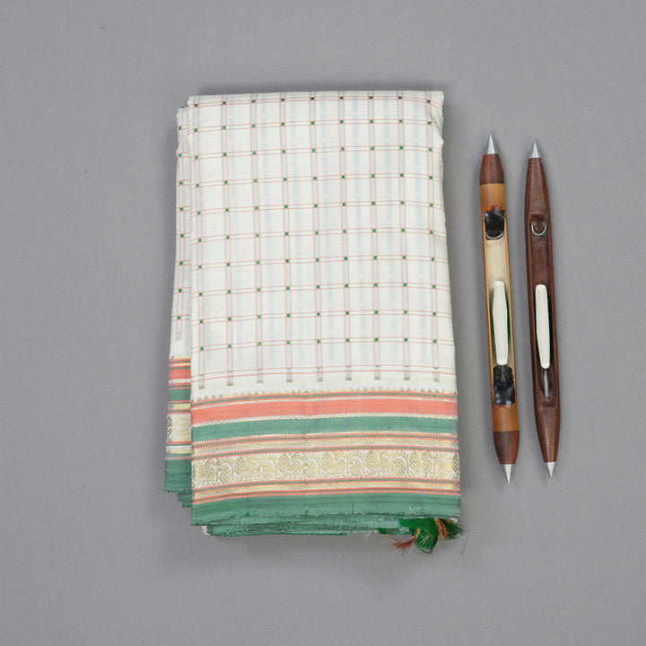 Hayagrivas Handloom Half White Kanjivaram Silk Saree BE525-SBS