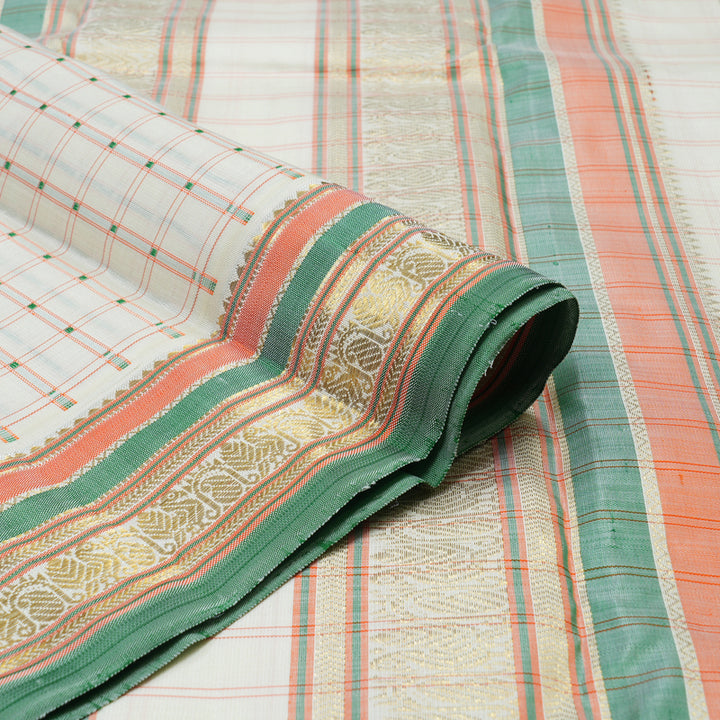 Hayagrivas Handloom Half White Kanjivaram Silk Saree BE525-SBS