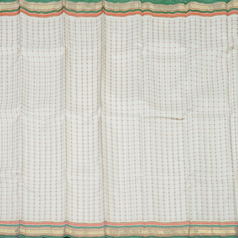 Hayagrivas Handloom Half White Kanjivaram Silk Saree BE525-SBS