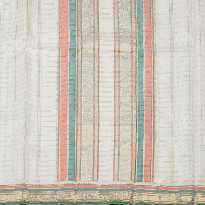 Hayagrivas Handloom Half White Kanjivaram Silk Saree BE525-SBS