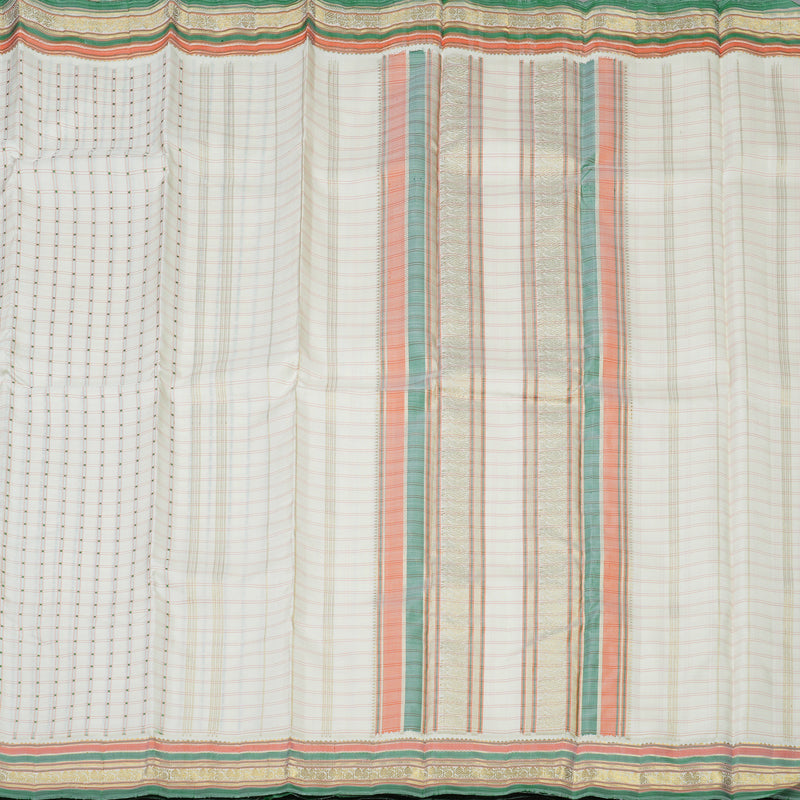 Hayagrivas Handloom Half White Kanjivaram Silk Saree BE525-SBS