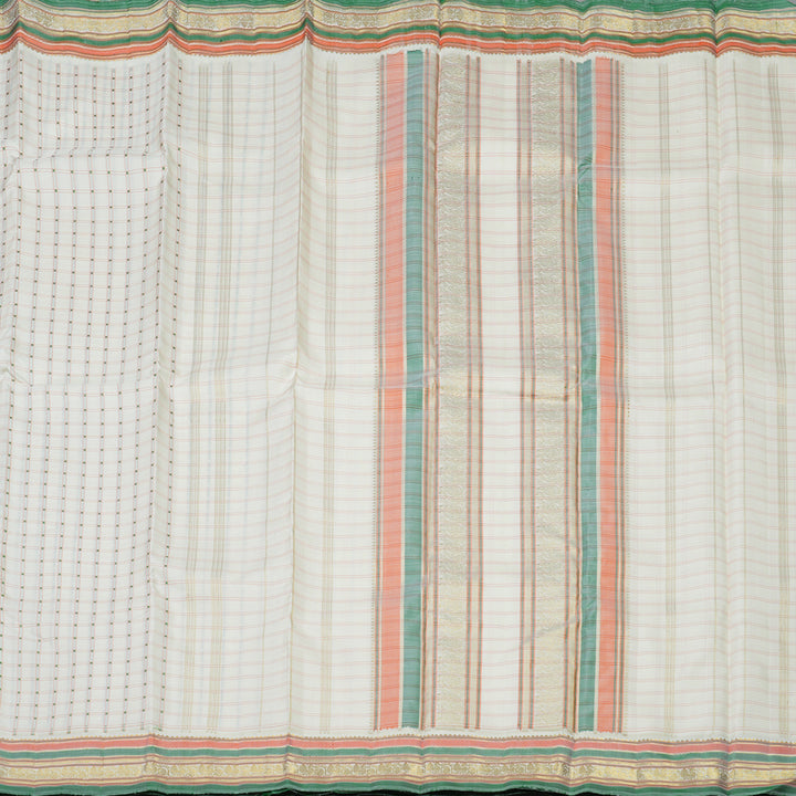 Hayagrivas Handloom Half White Kanjivaram Silk Saree BE525-SBS