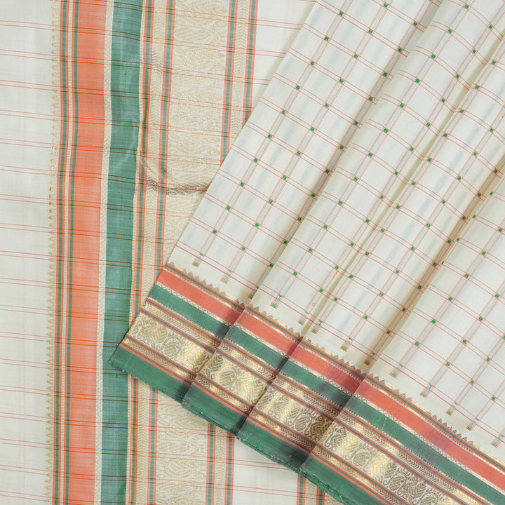 Hayagrivas Handloom Half White Kanjivaram Silk Saree BE525-SBS