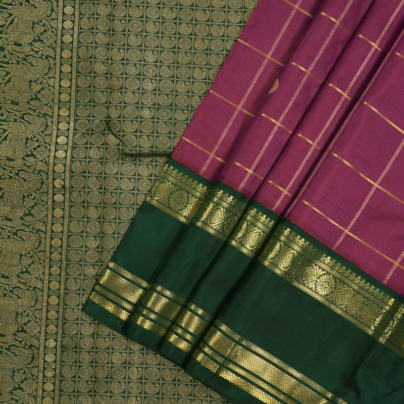 Hayagrivas Handloom Purple Kanjivaram Silk Saree with Bottle Green border BE526-SBS
