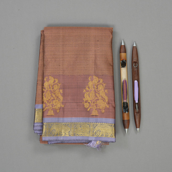 Hayagrivas Handloom Rosewood Pink Kanjivaram Silk Saree with Lavendar border BE528-SBS