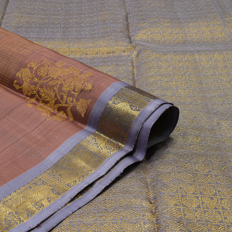 Hayagrivas Handloom Rosewood Pink Kanjivaram Silk Saree with Lavendar border BE528-SBS