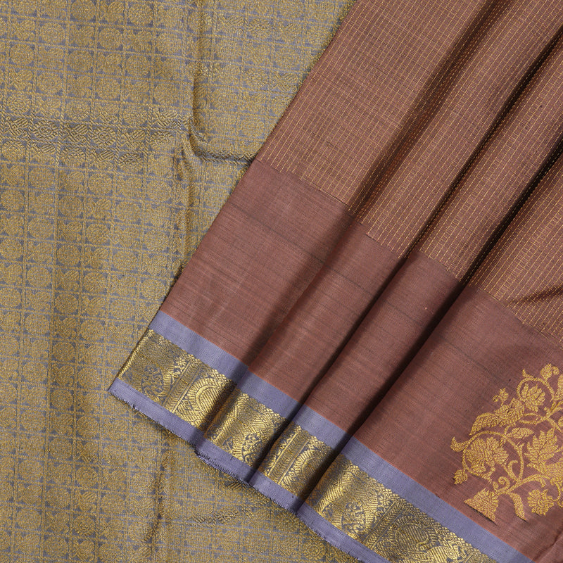 Hayagrivas Handloom Rosewood Pink Kanjivaram Silk Saree with Lavendar border BE528-SBS
