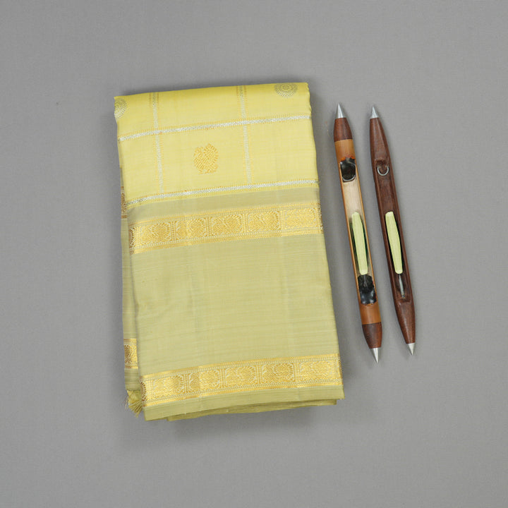 Hayagrivas Handloom Light Elaichi Green Kanjivaram Silk Saree with Sage Green border BE560-SBS