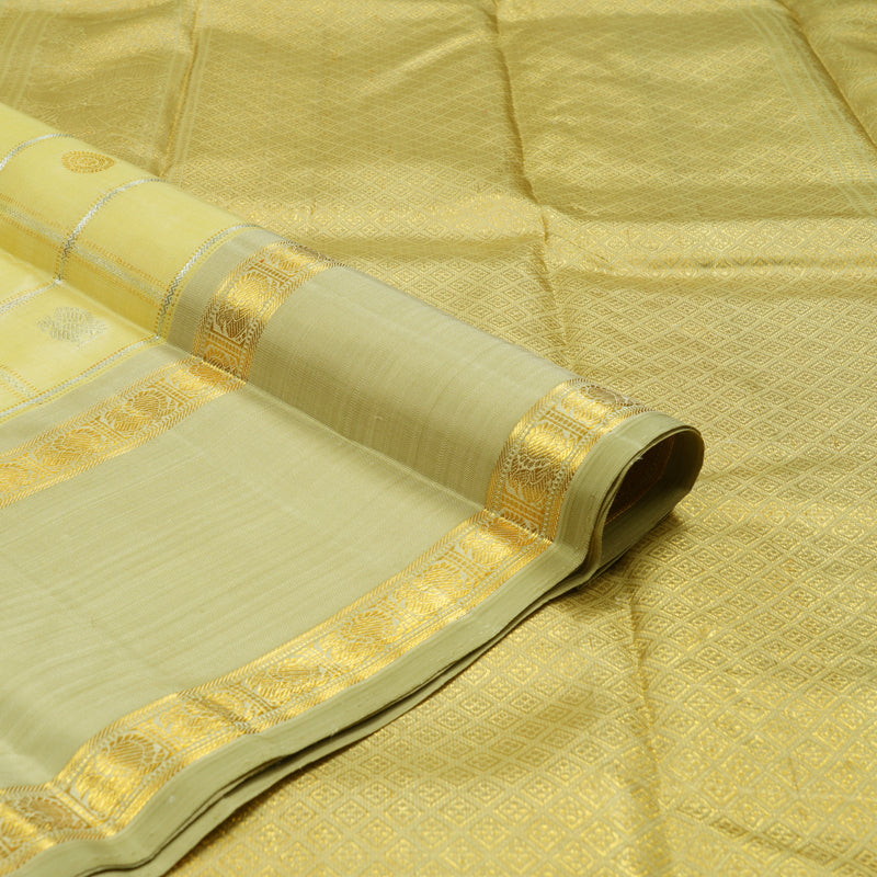 Hayagrivas Handloom Light Elaichi Green Kanjivaram Silk Saree with Sage Green border BE560-SBS