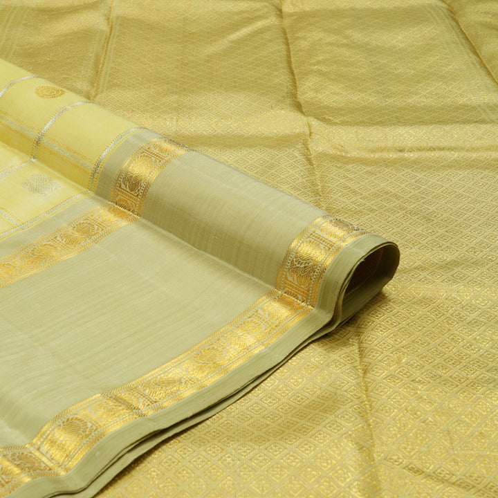 Hayagrivas Handloom Light Elaichi Green Kanjivaram Silk Saree with Sage Green border BE560-SBS