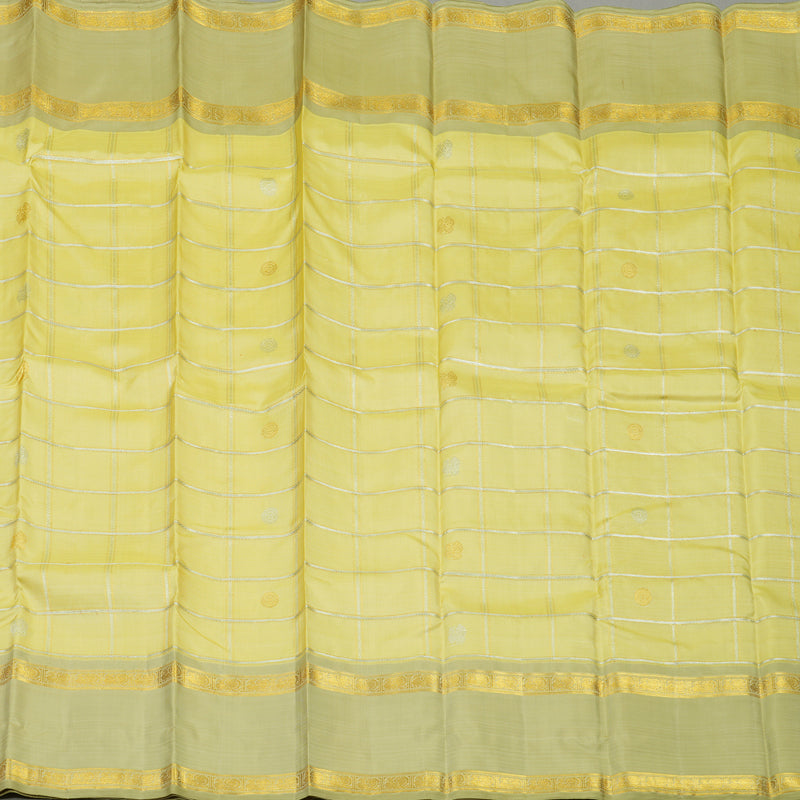 Hayagrivas Handloom Light Elaichi Green Kanjivaram Silk Saree with Sage Green border BE560-SBS