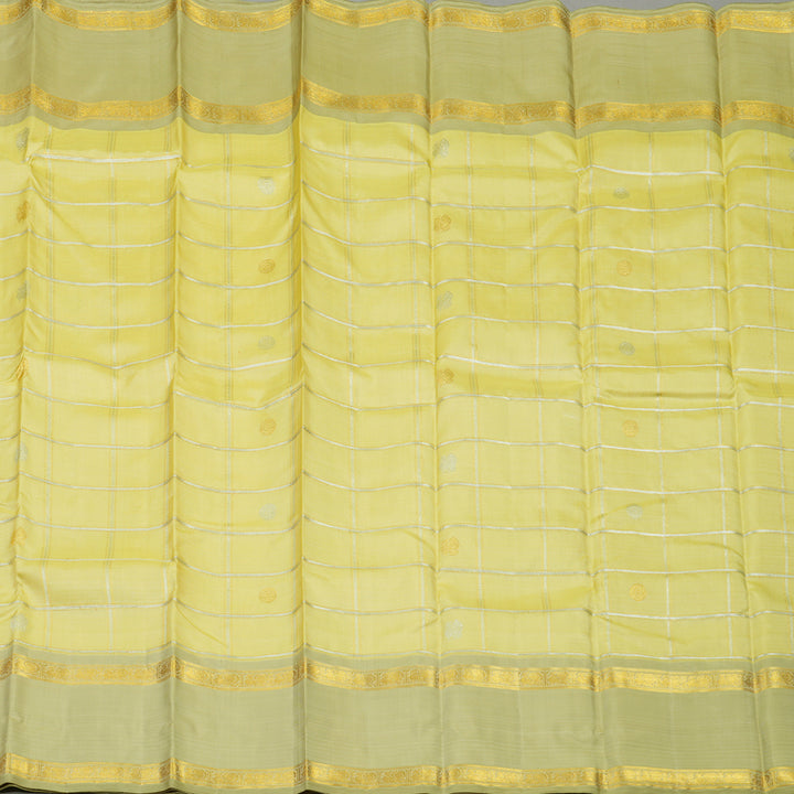 Hayagrivas Handloom Light Elaichi Green Kanjivaram Silk Saree with Sage Green border BE560-SBS