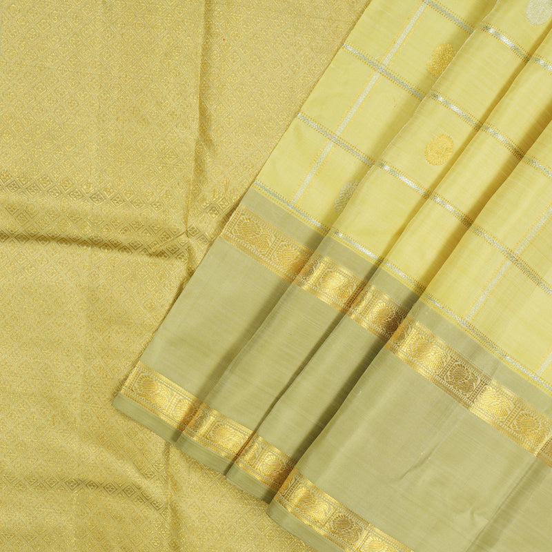 Hayagrivas Handloom Light Elaichi Green Kanjivaram Silk Saree with Sage Green border BE560-SBS