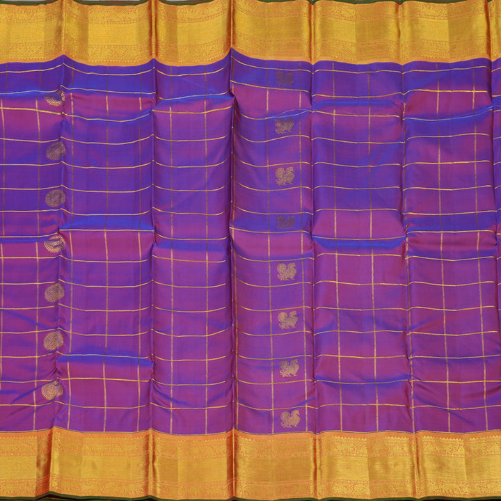 Hayagrivas Handloom Purple Kanjivaram Silk Saree with Golden Orange border BE561-SBS