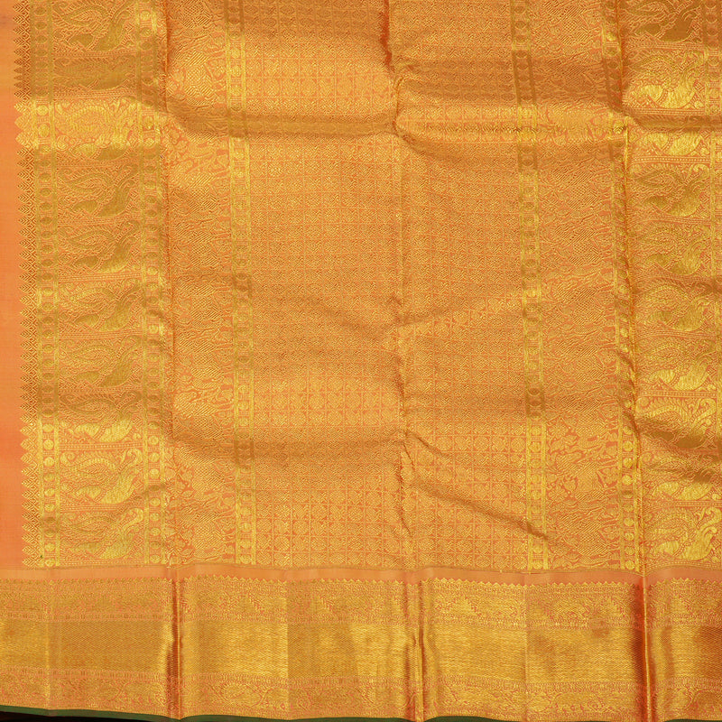 Hayagrivas Handloom Purple Kanjivaram Silk Saree with Golden Orange border BE561-SBS