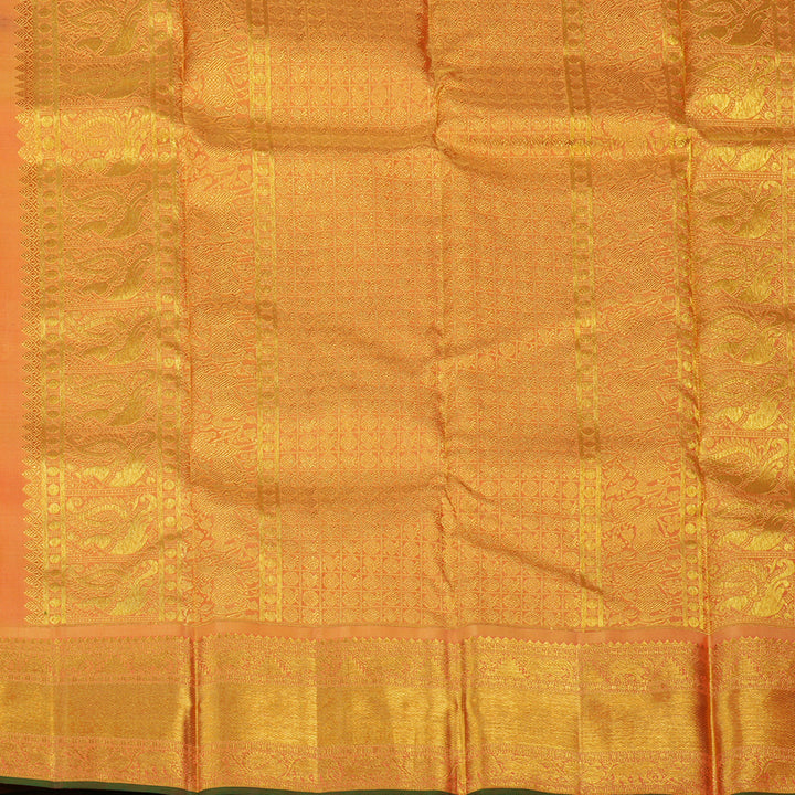 Hayagrivas Handloom Purple Kanjivaram Silk Saree with Golden Orange border BE561-SBS