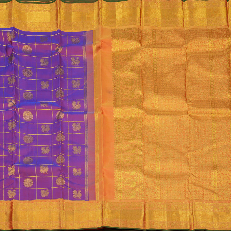 Hayagrivas Handloom Purple Kanjivaram Silk Saree with Golden Orange border BE561-SBS