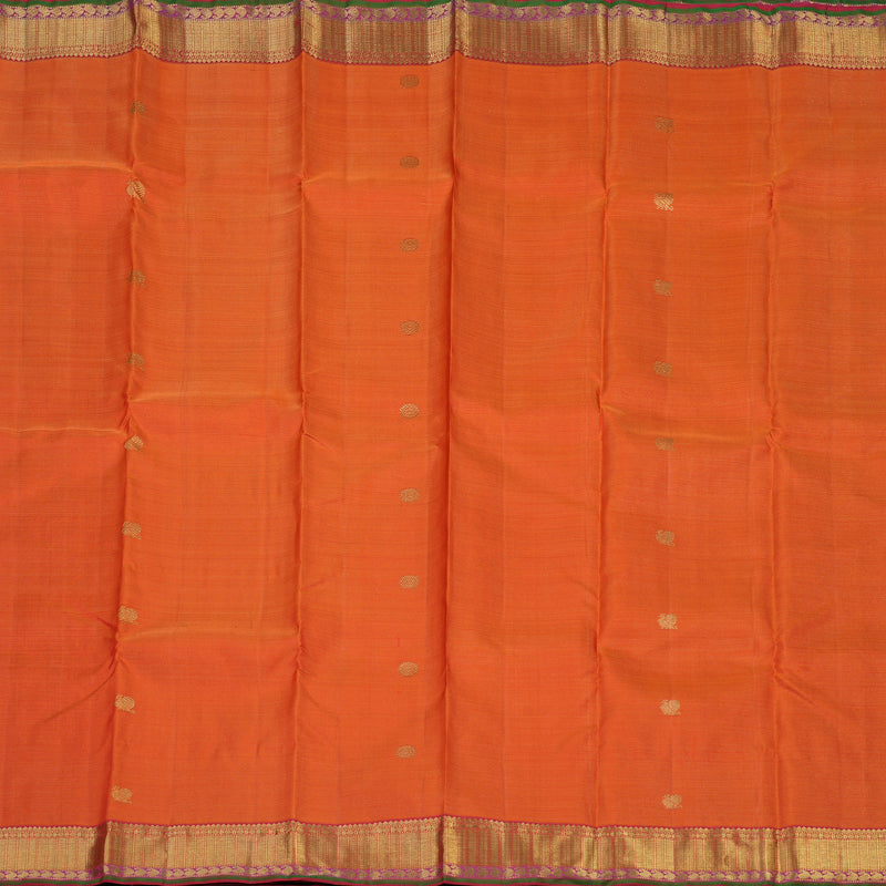 Hayagrivas Handloom Orange Kanjivaram Silk Saree with Rani Pink border BE562-SBS