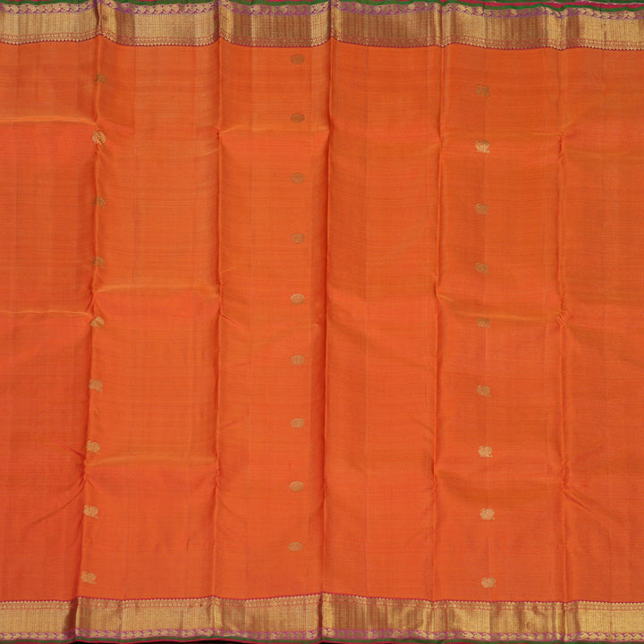 Hayagrivas Handloom Orange Kanjivaram Silk Saree with Rani Pink border BE562-SBS