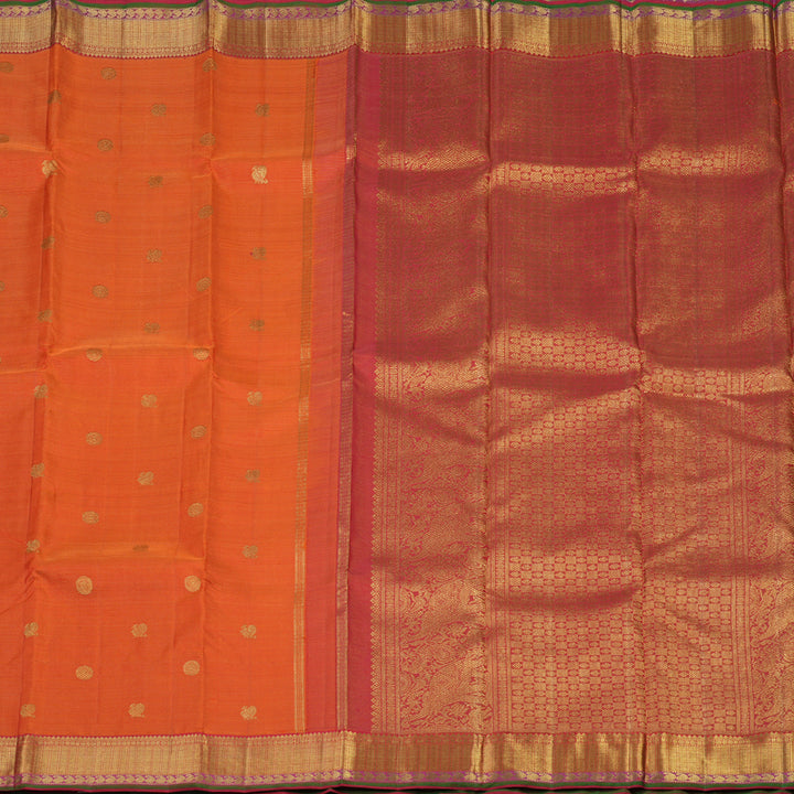Hayagrivas Handloom Orange Kanjivaram Silk Saree with Rani Pink border BE562-SBS