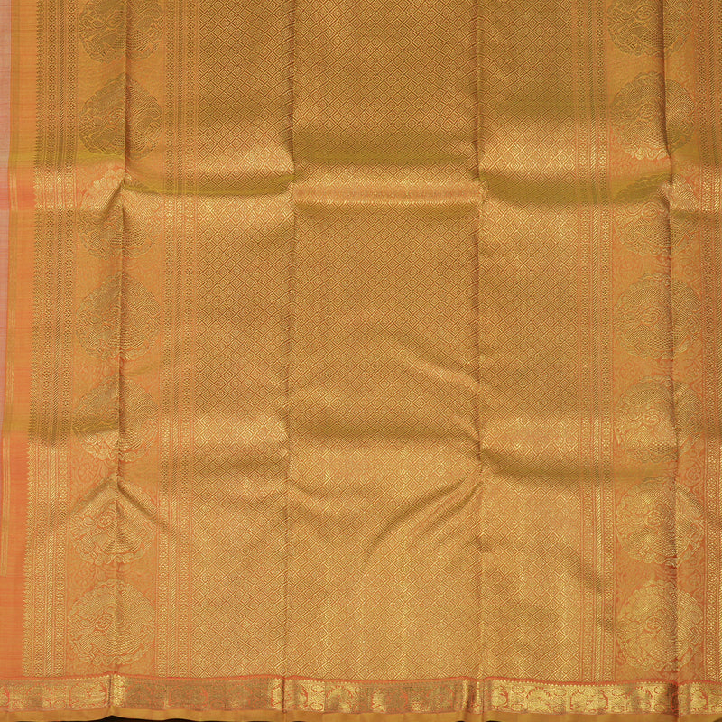 Hayagrivas Handloom Peach Orange Kanjivaram Silk Saree with Orange border BE563-SBS