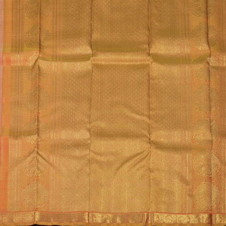 Hayagrivas Handloom Peach Orange Kanjivaram Silk Saree with Orange border BE563-SBS