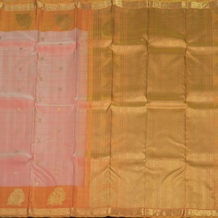 Hayagrivas Handloom Peach Orange Kanjivaram Silk Saree with Orange border BE563-SBS