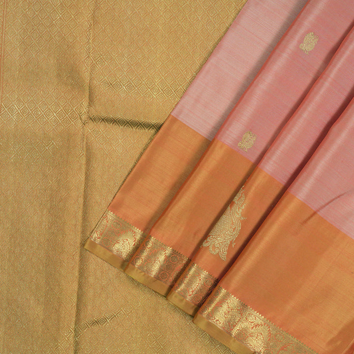 Hayagrivas Handloom Peach Orange Kanjivaram Silk Saree with Orange border BE563-SBS
