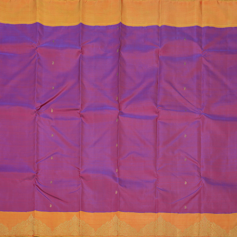 Hayagrivas Handloom Purple Kanjivaram Silk Saree with Golden Orange border BE565-SBS